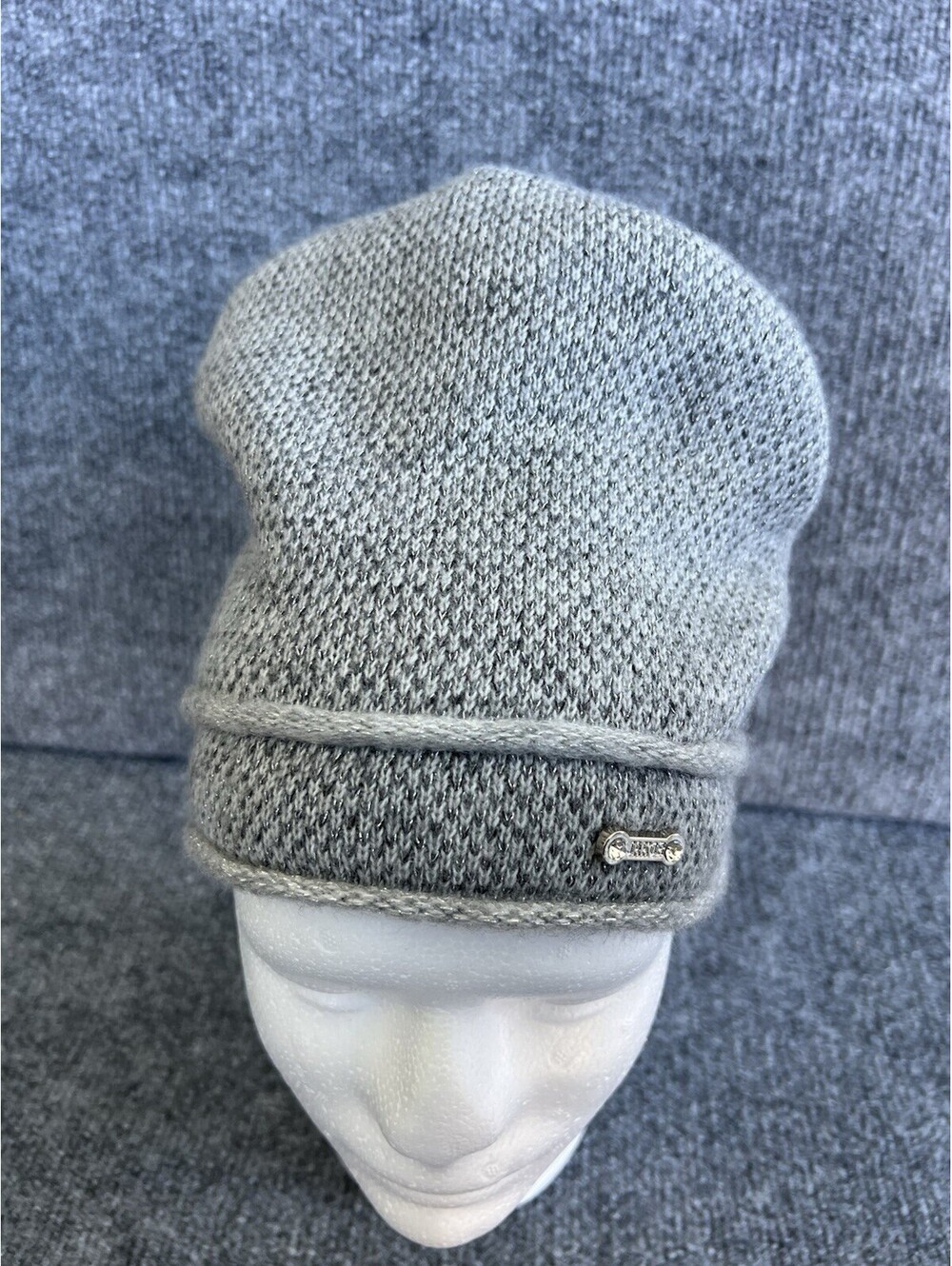 jacob unisex gray beanne one size knit beanie with silver metallic thread
